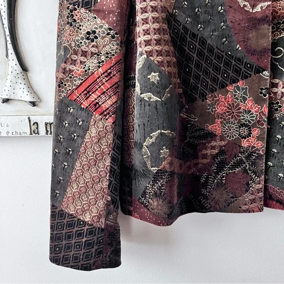 Vintage 70s Bohemian Hippie Patchwork Tapestry Velvet Jacket Size 14 - Picture 2 of 10